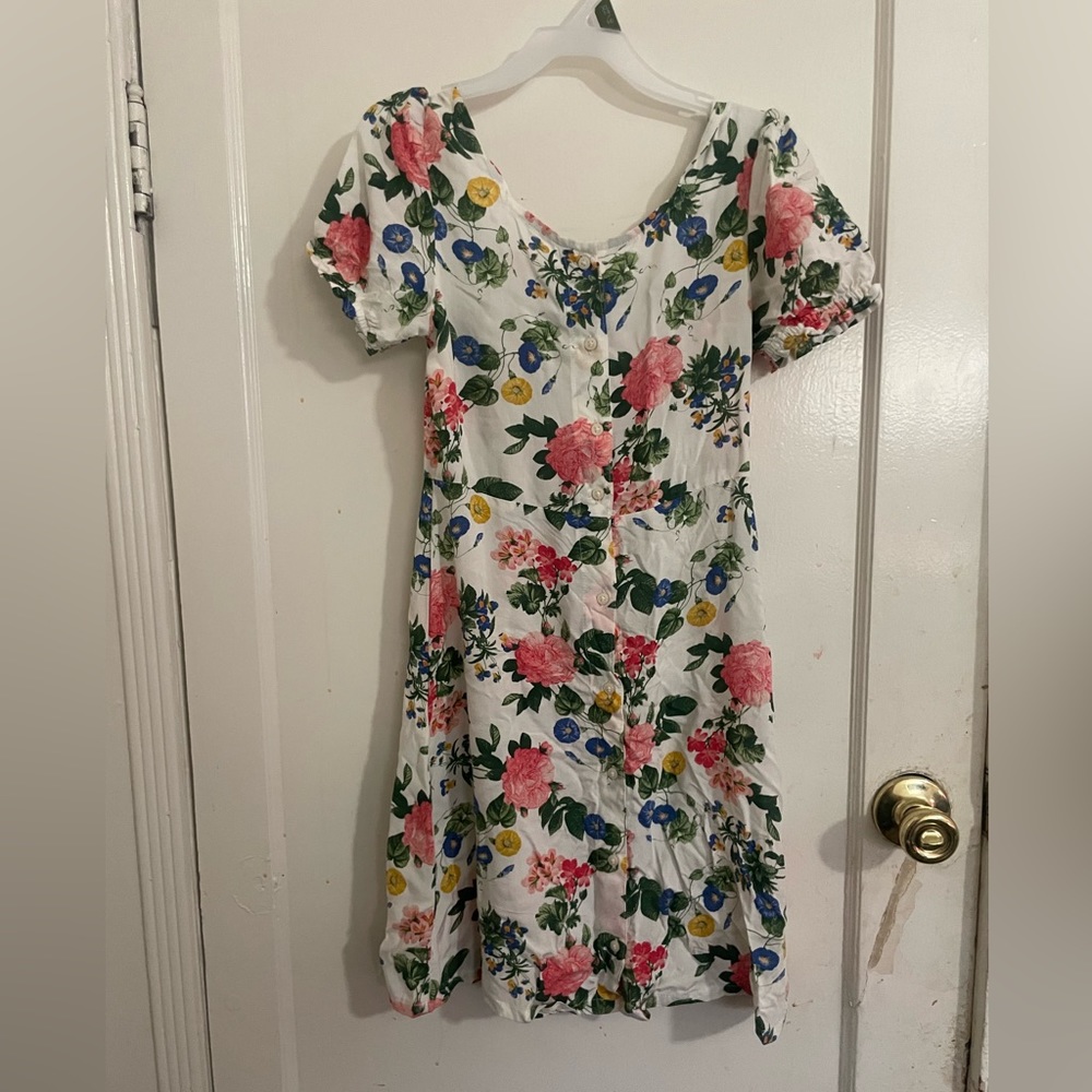 Puff-Sleeve Button-Front Fit & Flare Dress for Girls